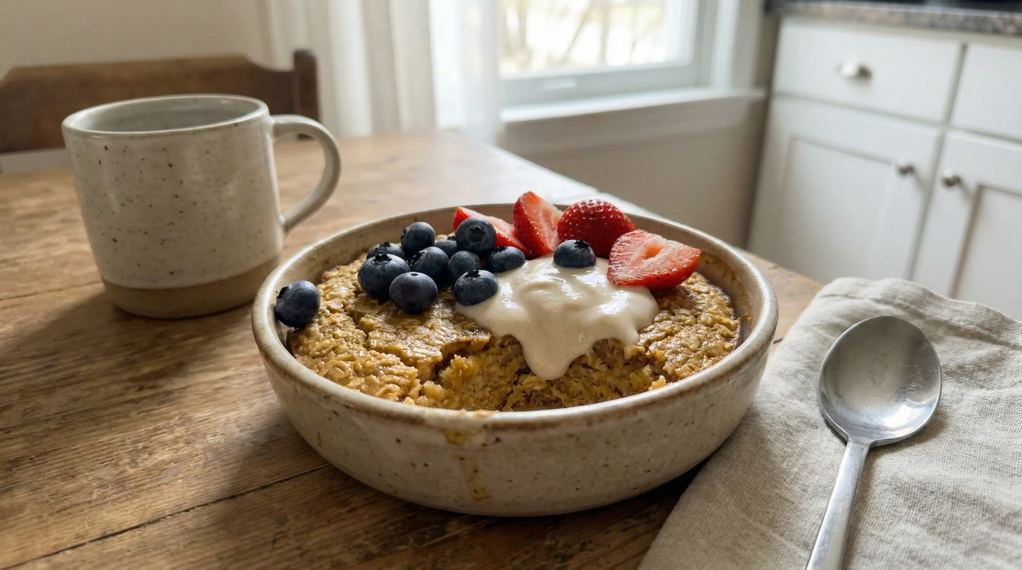 Protein-Baked Oats mit Erdbeer-Protein