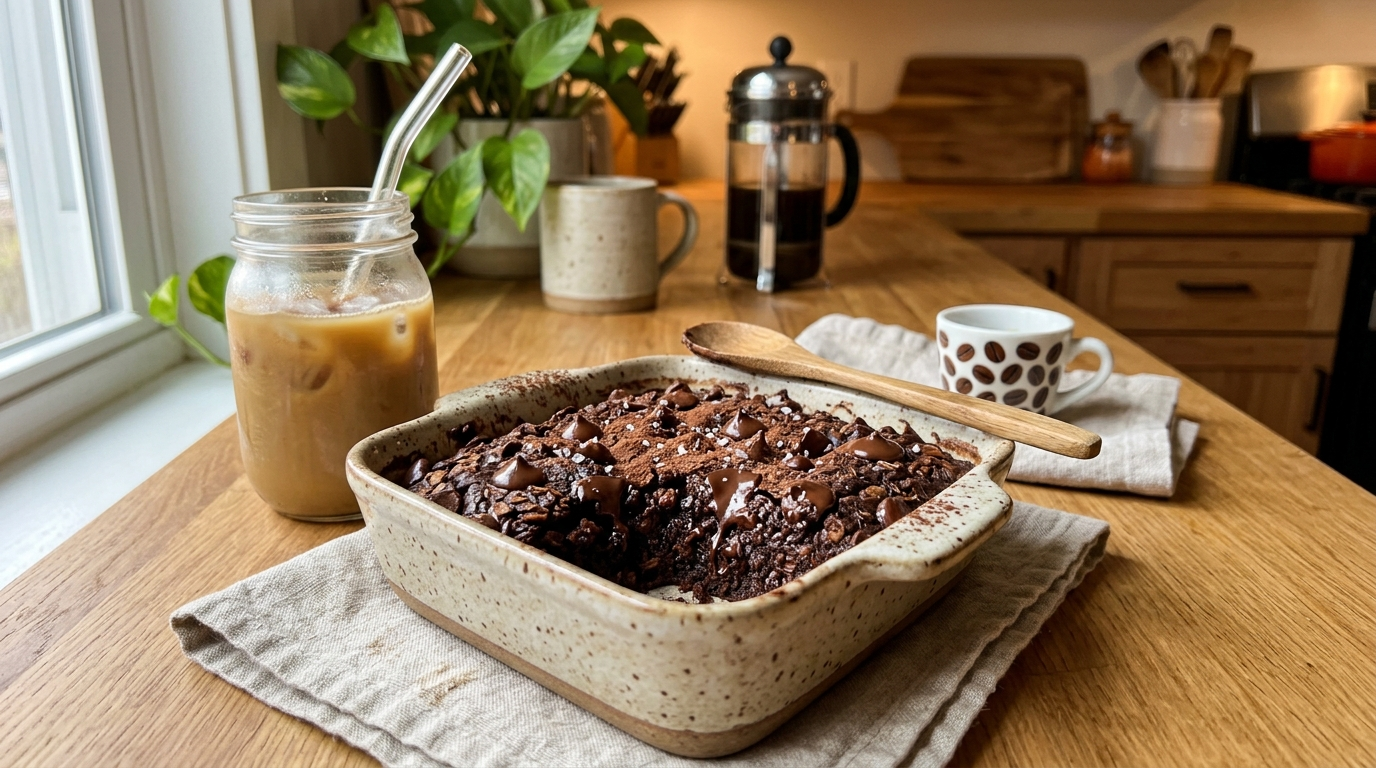 Iced Coffee Protein Brownie Baked Oats vegan