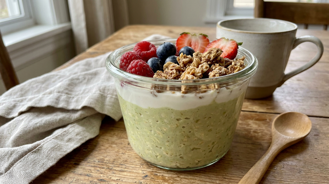 Matcha Cheesecake Overnight Oats vegan