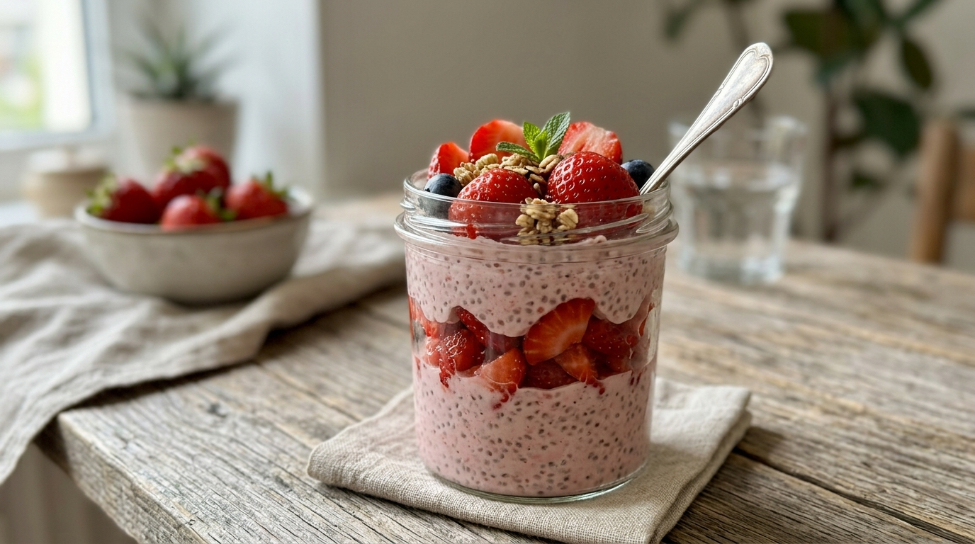 Erdbeer Protein-Chia-Pudding