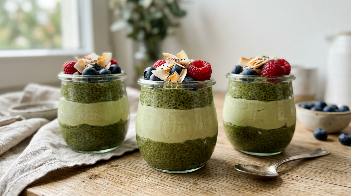 Matcha Protein Cheesecake Cups vegan