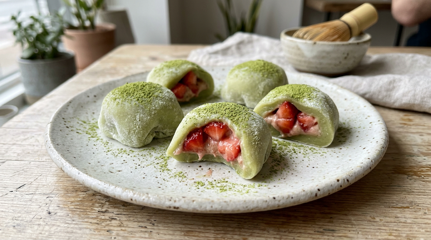 Matcha Mochi vegan – Protein Strawberry Mochi Bites