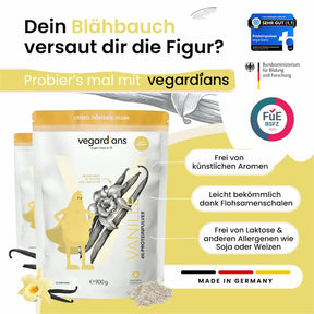 Vegardians Vegan Vanille Protein für ein gesundes und Veganer Leben. Ernährungszusatz für Muskelaufbau und tägliche Unterstützung.