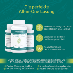 Vegardians Veganes Omega 3 Algenöl – 620 DHA + EPA für ein gesundes und Veganer Leben. Ernährungszusatz für Muskelaufbau und tägliche Unterstützung.
