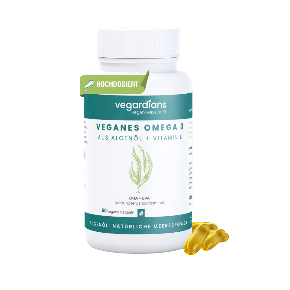 Veganes Omega 3 Algenöl-Kapseln – pflanzliche DHA + EPA, 60 vegane Kapseln.