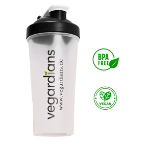 Vegardians Protein Shaker with spiral stainless steel ball and BPA-free design.